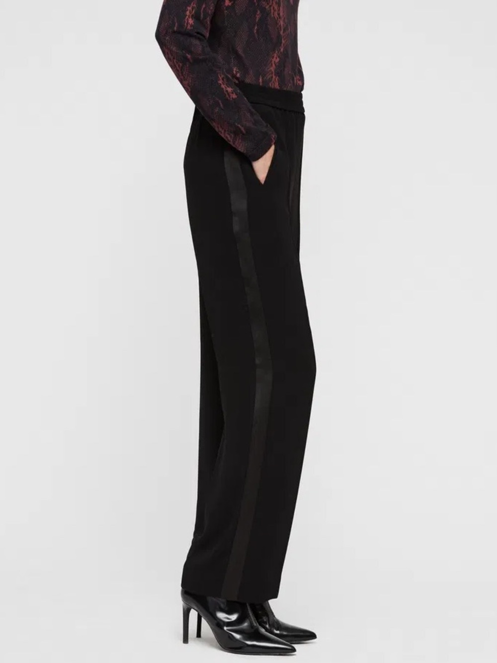 AllSaints Essi Trousers Straight-Leg Pants with Satin Side Stripe